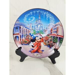 Walt Disney World Mickey Wall Decor Plate 25th Anniversary Main Street 8" Vtg